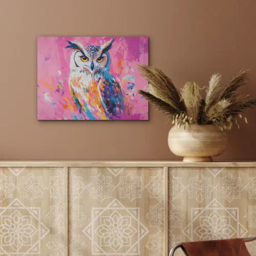 Uil - Roze - Blauw - Verf - Abstract PET vilt klein -sfeer4