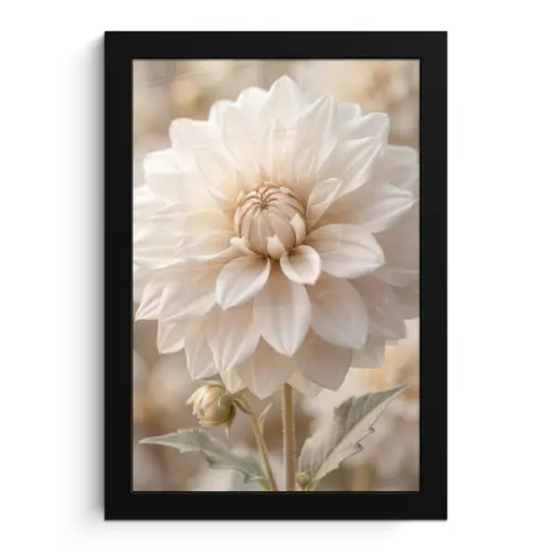 Bloem - Dahlia - Wit fotolijst zwart zonder passe partout klein -3d