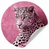 Panter - Luxe - Roze Wandcirkel behangsticker klein -3d