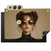 Vrouw - Beige - Bloem - Modern - Portret Inductie beschemer met haakjes klein -3d