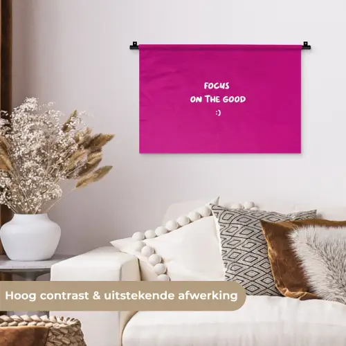 Focus - Smiley - Roze Wandkleed katoen klein -sfeer1