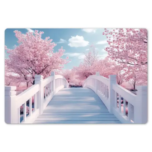 Brug - Kersenbomen - Wit Placemat vinyl groot -zzsfeer1_Kitchenyeah-website
