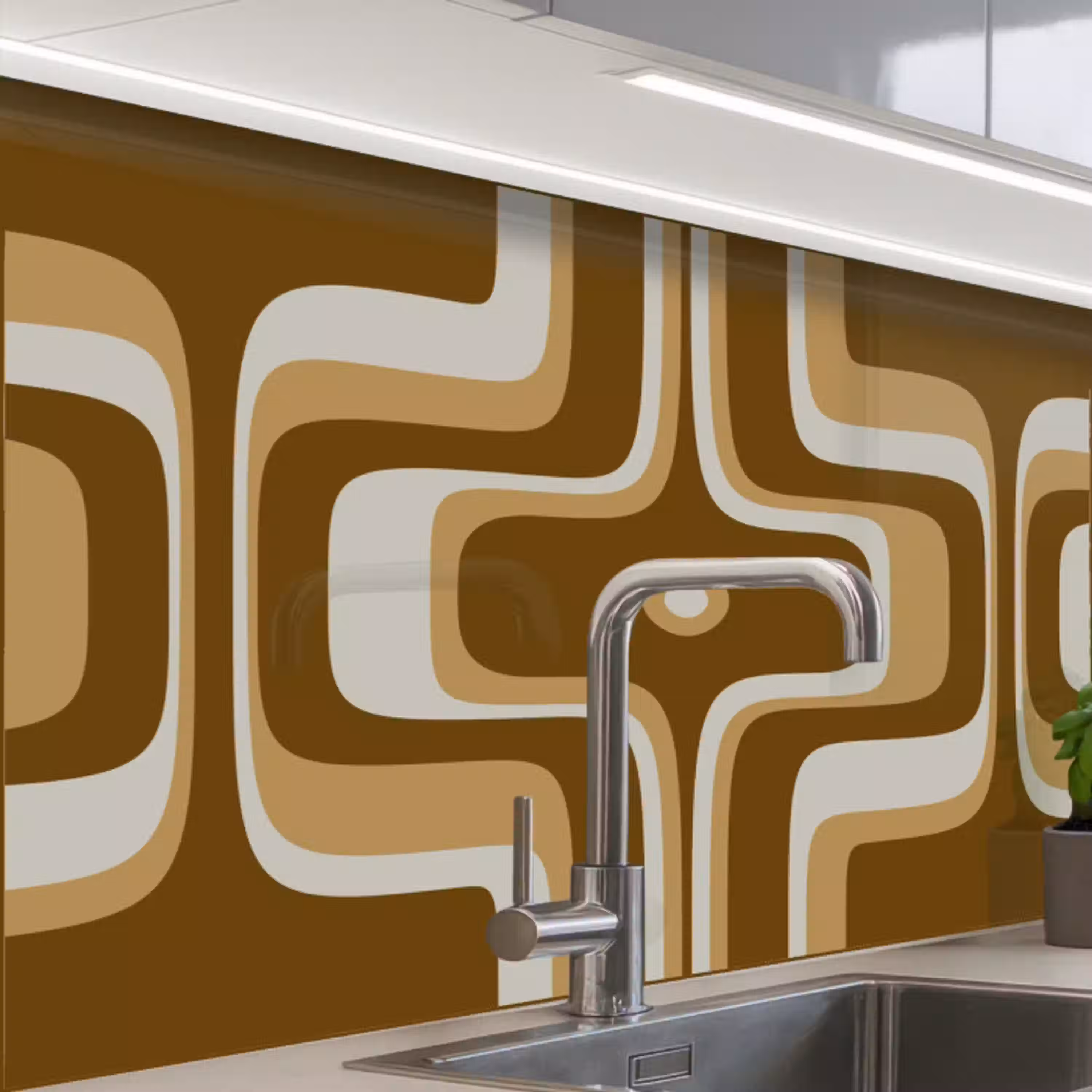 Retro - Design - Bruin keuken achterwand 2 middel 865 -zzzz3d_schuin
