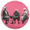 Graffiti - Vintage - Zwart - Street art - Roze - Banksy Wandcirkel kunststof plaat 5mm dik klein -3d
