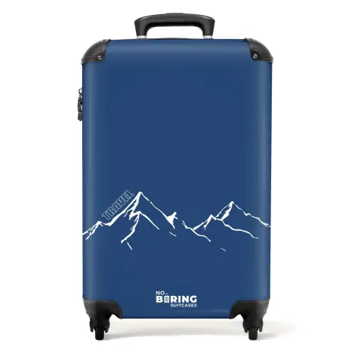 Blauwe achtergrond met witte bergillustratie NBS - Handbagage koffer - Kinderen Unisex middel -productfoto_recht