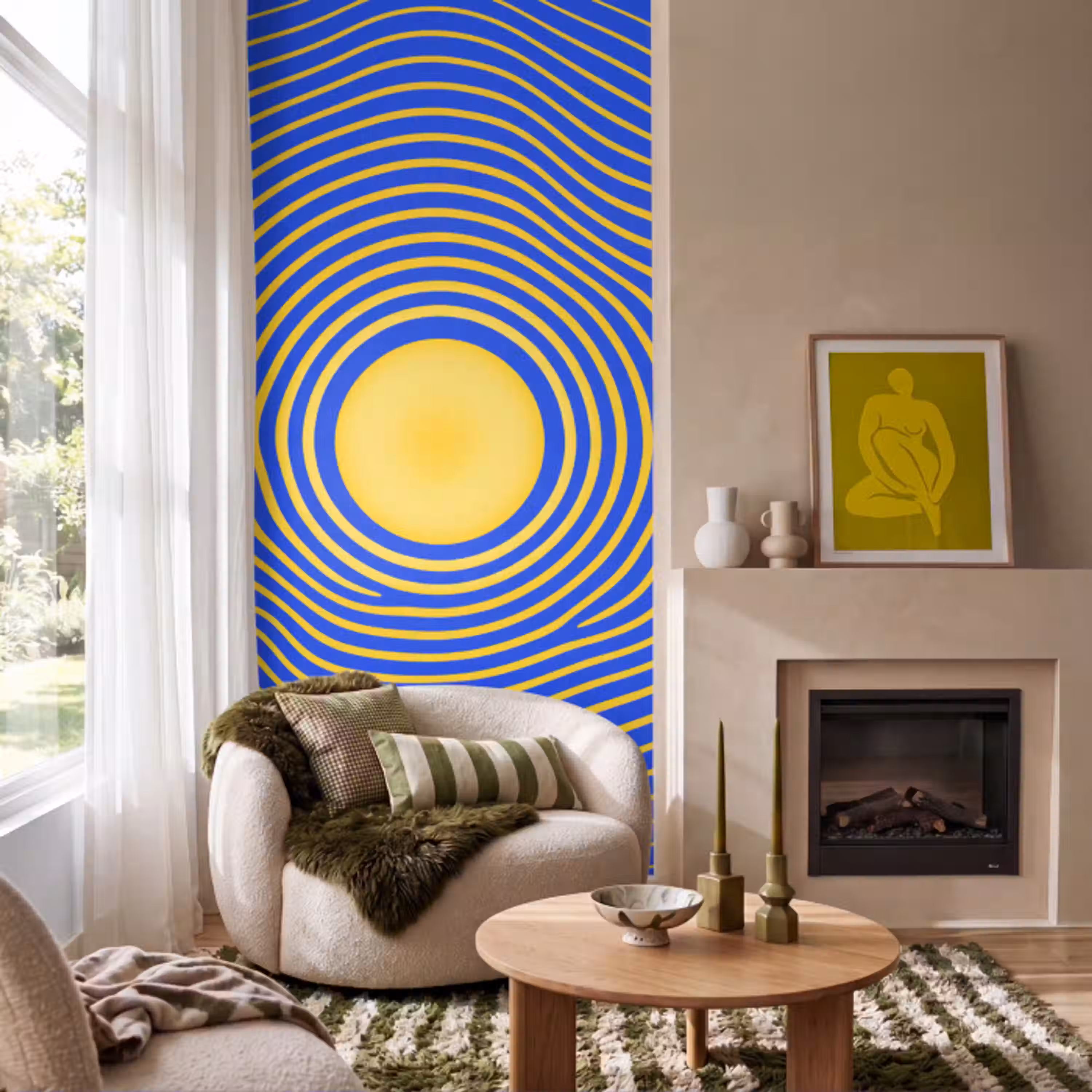 Abstract patroon - Blauw Behang Vlies klein -sfeer2