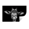 Giraffe - Portret - Dieren - Zwart - Wit Muursticker klein -3d