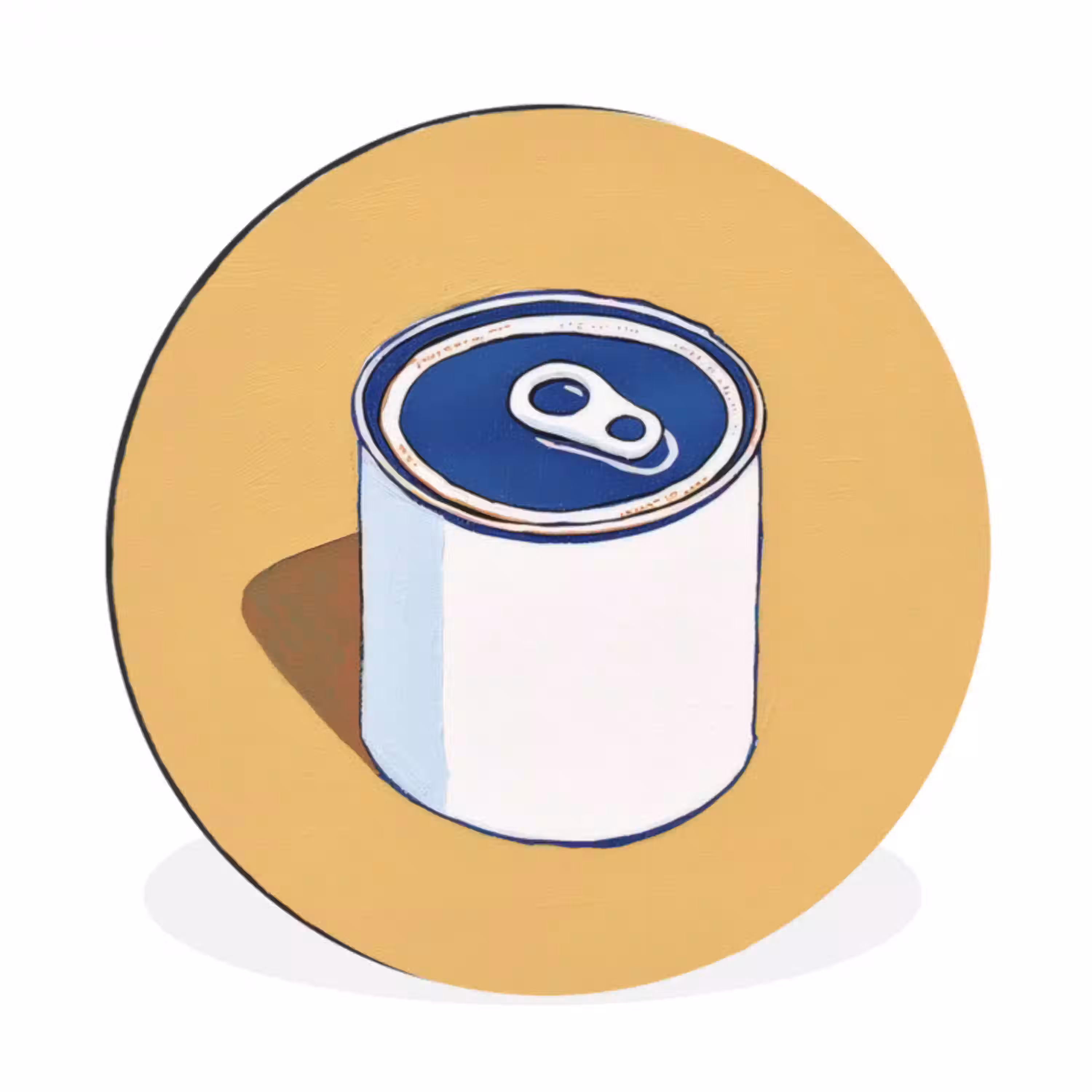 Blikje - Minimalistisch - Blauw - Illustratie Wandcirkel aluminium klein -3d