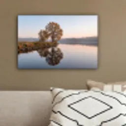 Bomen - Reflectie - Water - Zonsopgang - Serene canvas 2cm klein -sfeer3