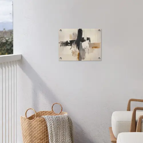 Penseelstreken - Ruw - Abstract - Beige tuinposter los doek klein -sfeer8