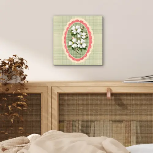 Bloemen - Illustratie - Geruit - Groen aluminium wit klein -sfeer3