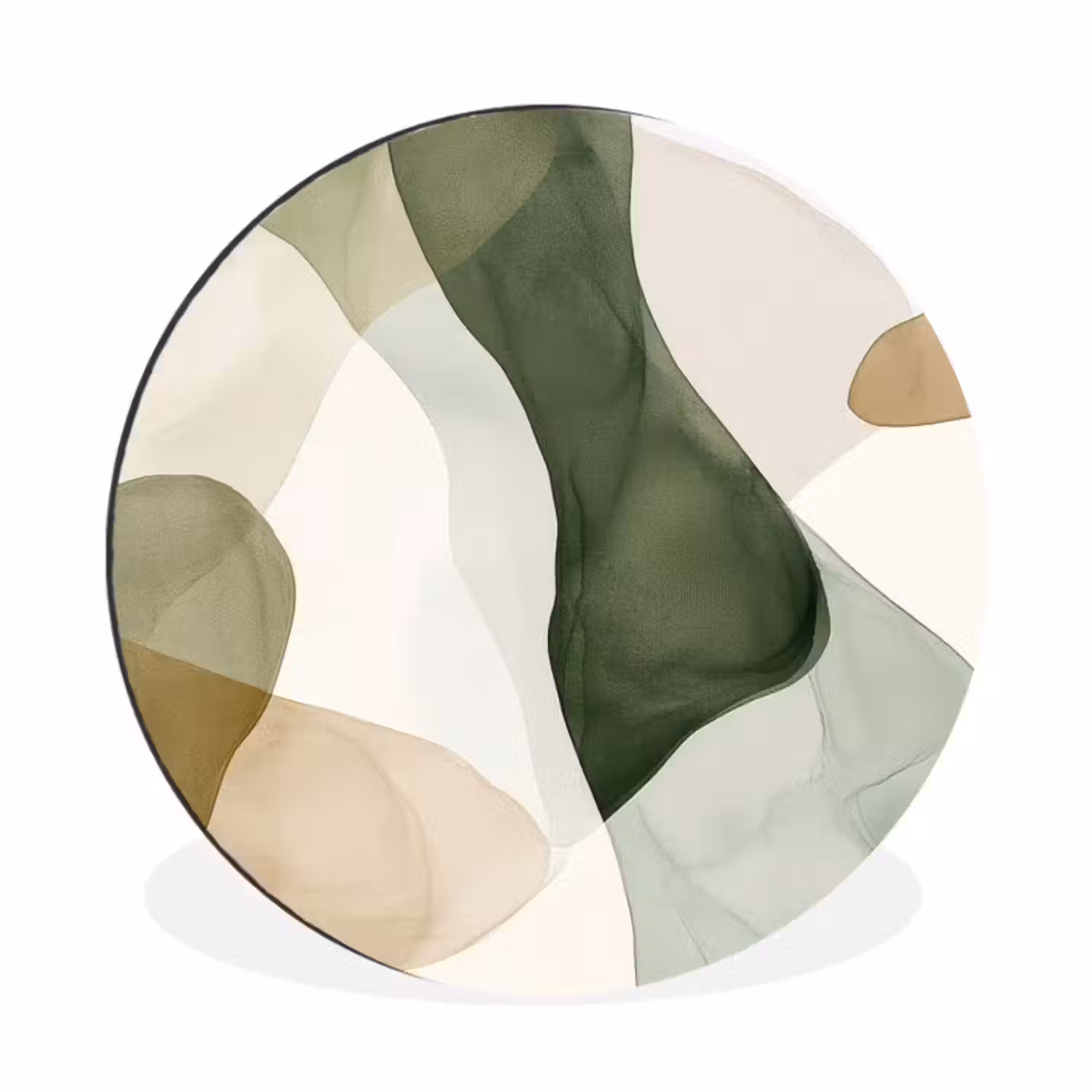 Wandcirkel - aluminium - Japandi - Abstract - Groen