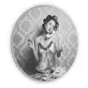 Chic - Vrouw - Zwart - Wit Akoestische PET Vilt - Rond klein -3d