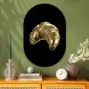 Croissant - Brood - Goud - Zwart Wandcirkel Ovaal Glas middel -sfeer2