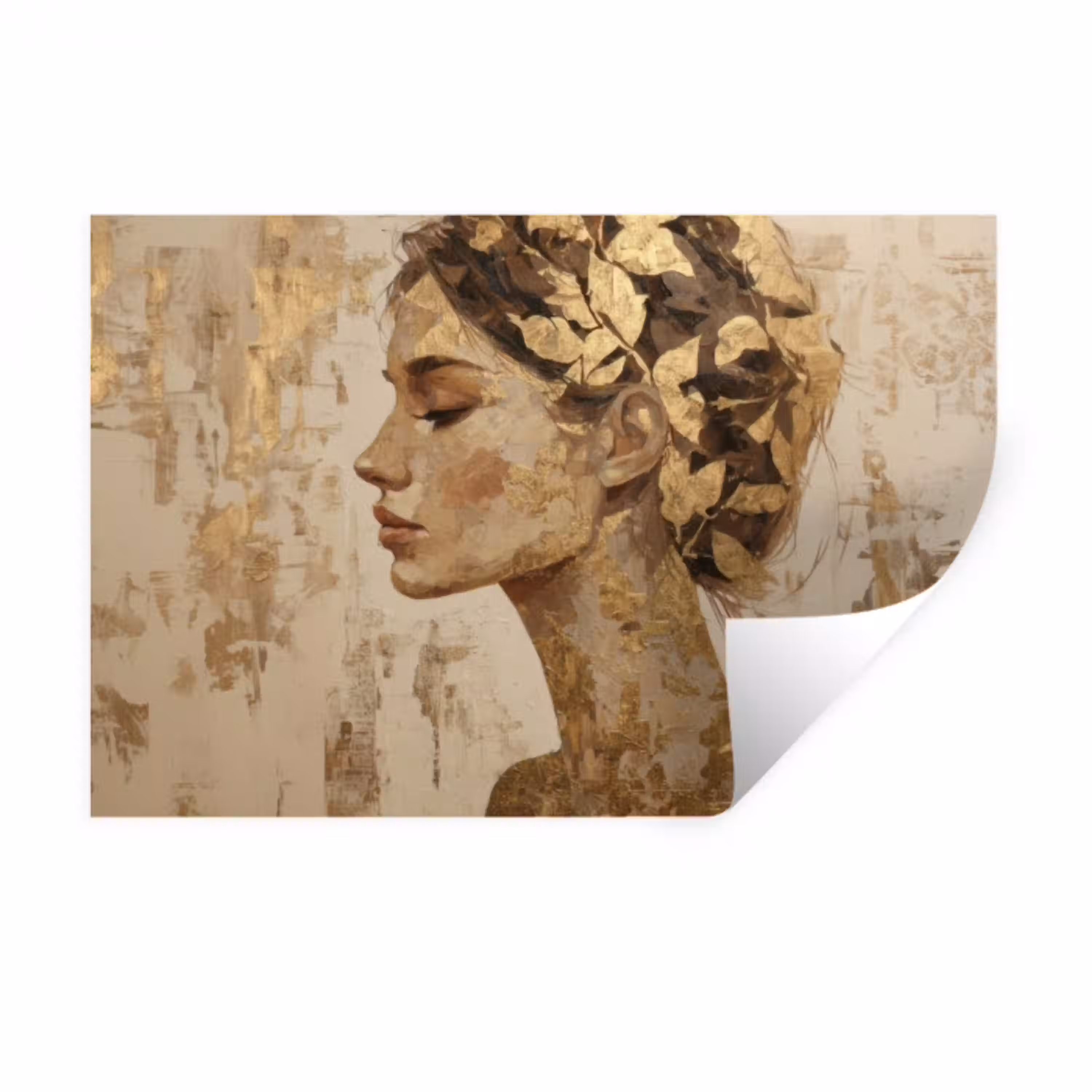 Vrouw - Goud - Abstract - Textuur Muursticker klein -3d