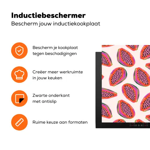 Papaja - Patroon - Roze Inductie beschermer vinyl 3mm klein 276 -zzzzzzz-td-ups
