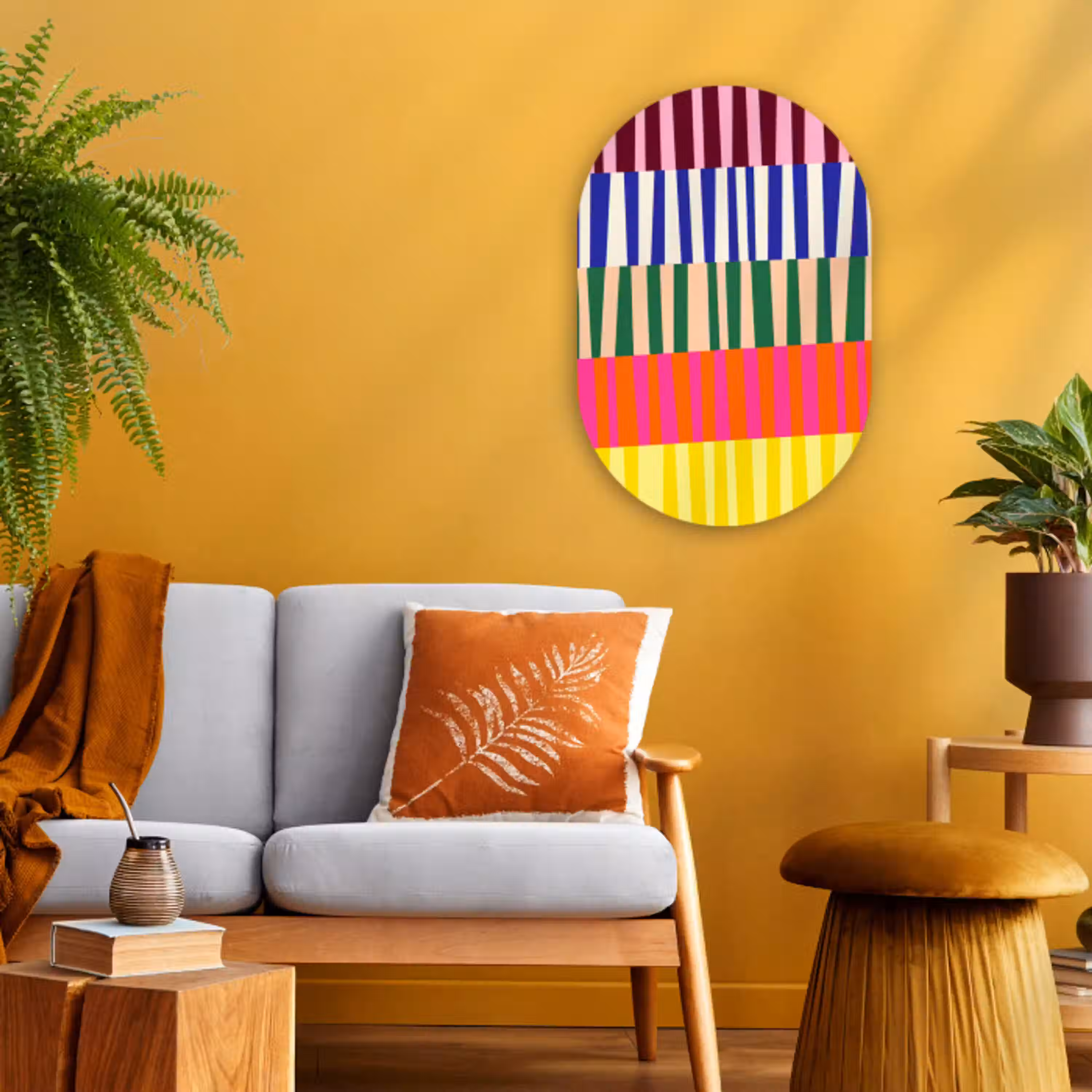 Patroon - Strepen - Abstract - Modern - Kleurrijk Wandcirkel Ovaal Forex klein -sfeer4
