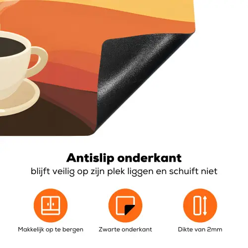 Koffie - Landschap - Oranje - Koffiebonen Inductie beschermer vinyl 3mm klein -zzzzzzz-td-onderkant