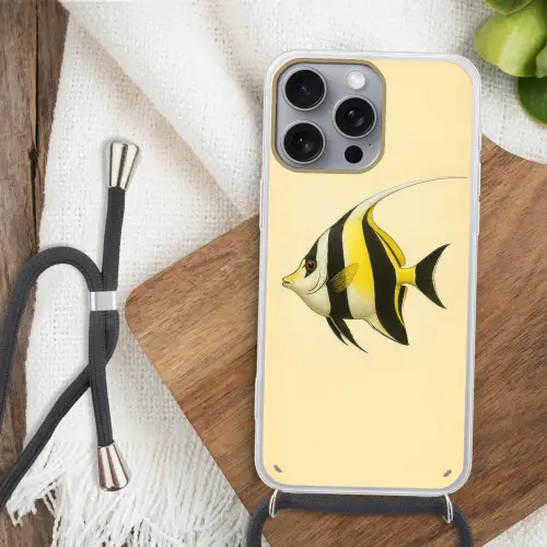 Vis - Sierlijk - Rugvin - Geel Hoesje iPhone 16 Pro Max met koord klein -sfeer4