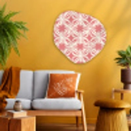 Roze - Bloemenmotief - Wit - Modern Wandcirkel Organisch Aluminium middel 851 -sfeer4