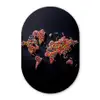 Wereldkaart - Snoepjes - Felle kleuren Wandcirkel Ovaal Glas middel -3d