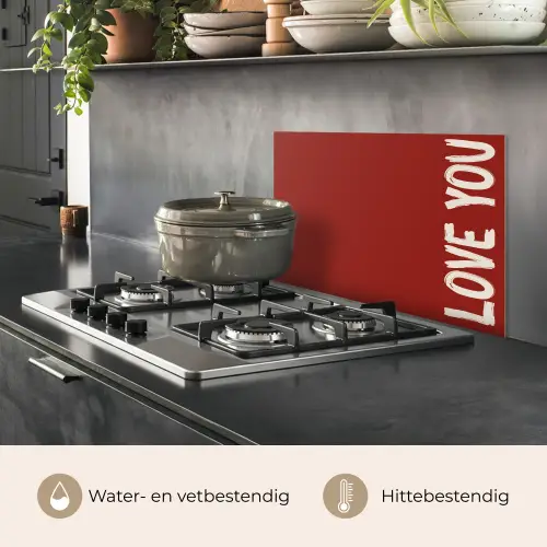 Schuin - Loveyou - Rood keuken achterwand spatscherm klein -usp_NL