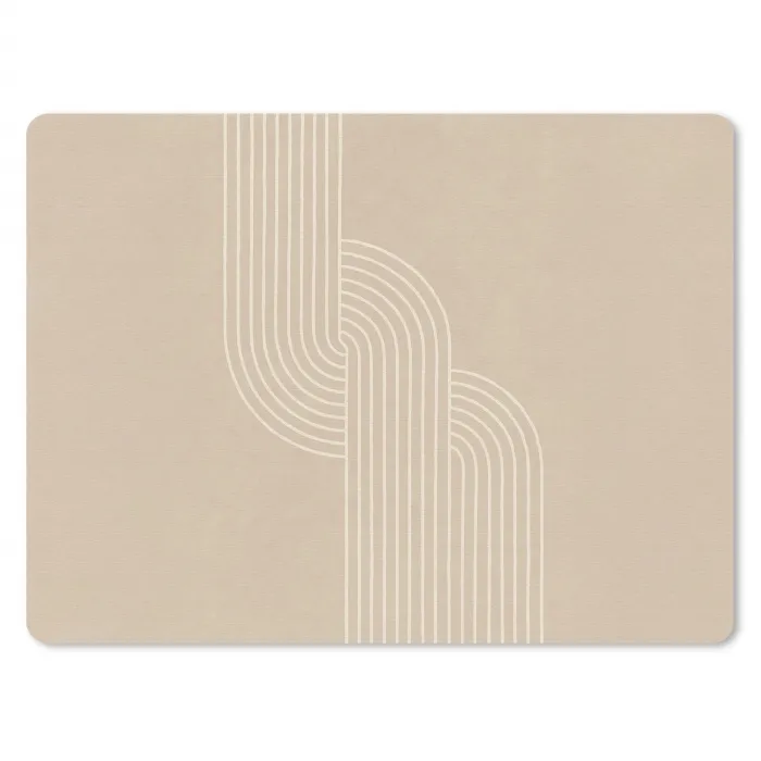 Parallelle lijnen - Lichte textuur - Beige muismat rubber klein -3d