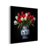 Rode - Bloemen - Tulpen - Vaas aluminium wit klein -3d