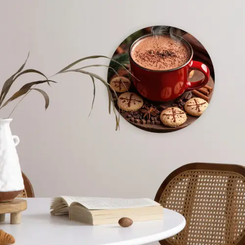 Chocolademelk - Mok - Winter - Kerst - Gezelligheid Wandcirkel kunststof plaat 5mm dik klein -sfeer4
