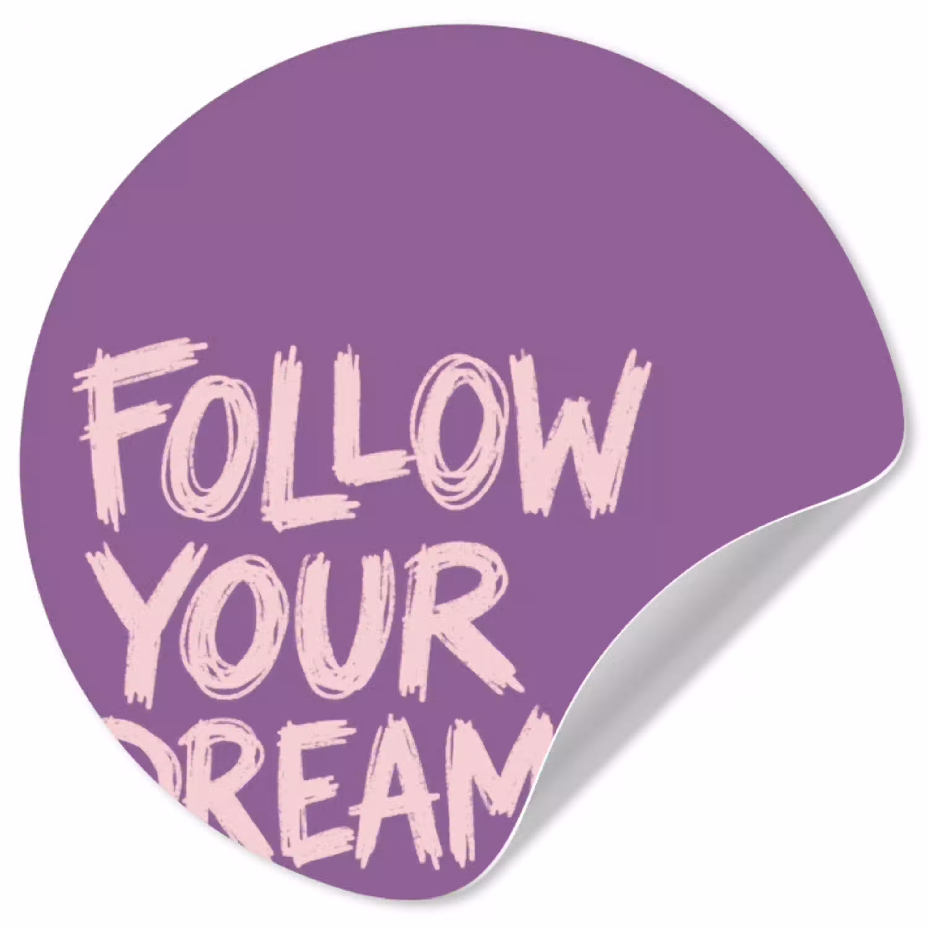 Follow your dreams - Paars - Penseeltextuur Wandcirkel behangsticker klein -3d