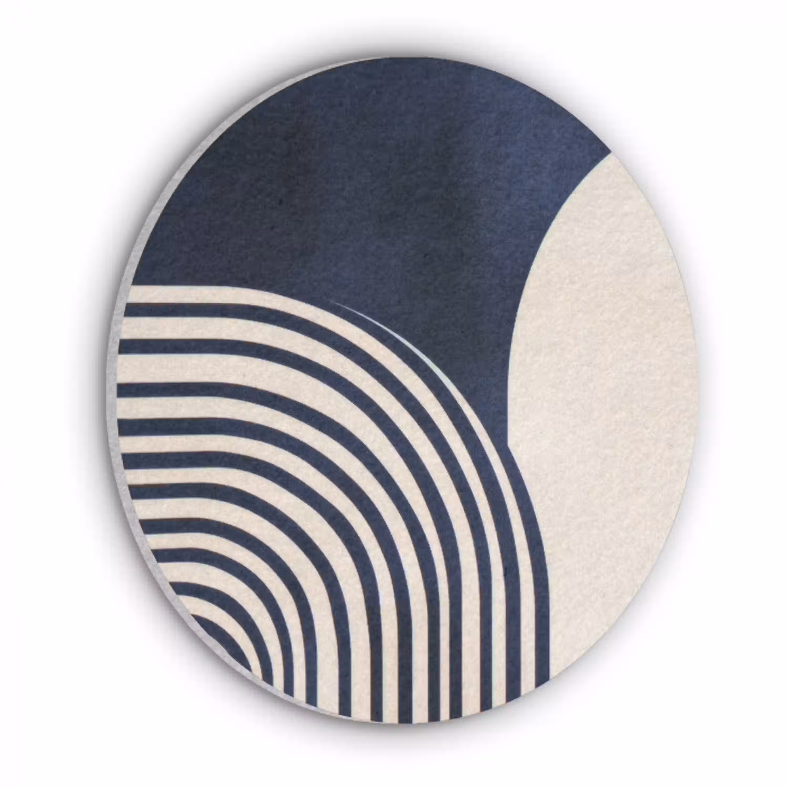 Donkerblauw - Abstract - Lijnen Akoestische PET Vilt - Rond klein -3d