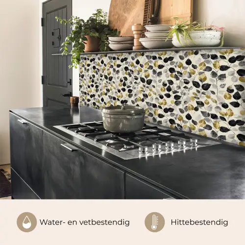 Botanisch - Goud - Zwart keuken achterwand 2 middel 871 -usp_NL