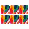 Vormen - Golvend - Abstract - Felroze onderzetter kurk middel -3d