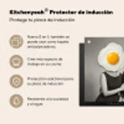 Ontbijt - Koppel - Ei - Brood Inductie beschermer vinyl 3mm middel -zzzzzzusp-haakje_ES