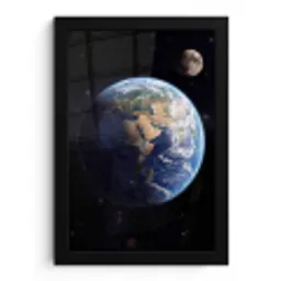 Aarde - Ruimte - Blauw - Groen fotolijst zwart zonder passe partout klein -3d