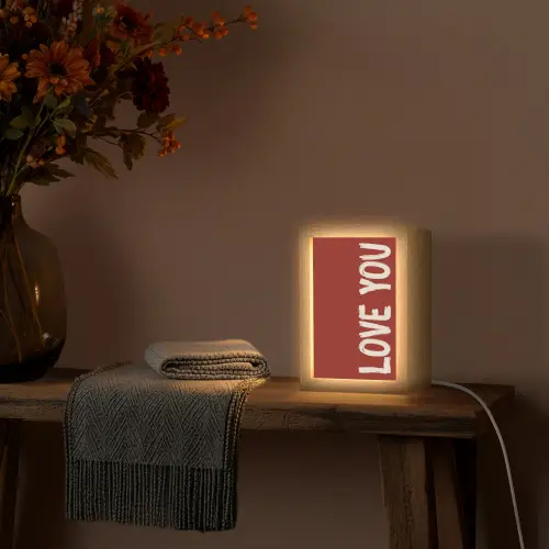 Schuin - Loveyou - Rood Light Box met kabel (Tafellamp) klein -sfeer4