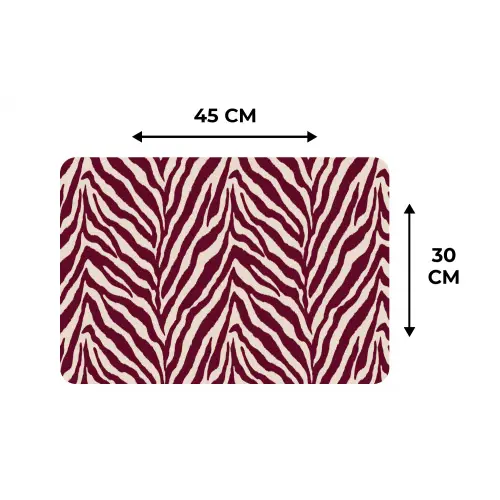 Zebra - Motief - Bordeaux - Rood Placemat vinyl groot 368 -specs