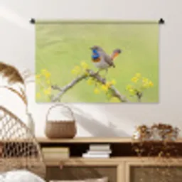Vogel - Tak - Natuur - Kleurrijk Wandkleed katoen middel -sfeer5