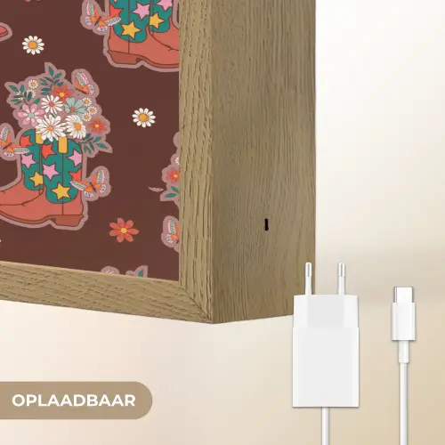 Donker - Cowboy - Laars - Patroon Light Box met batterij (Wandlamp) middel 907 -USP_websiteoplaadbaarNL