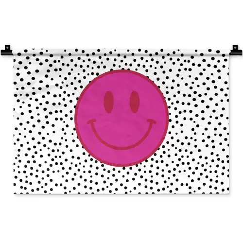 Smiley - Roze - Stippen Wandkleed katoen klein -zz3d