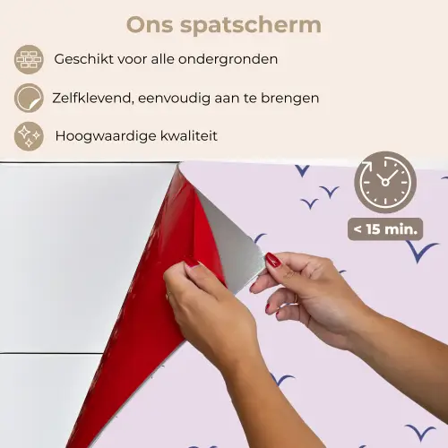 Lila - Vogels - Blauw keuken achterwand spatscherm klein 900 -spatscherm_NL