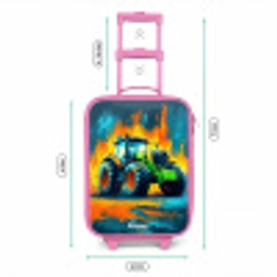 Tractor - Groen - Abstract - Penseelstreken Kinderkoffer - Roze klein -productfoto_formaten