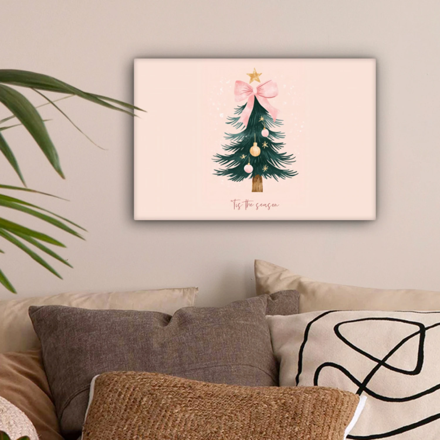 Christmas Season - Kerst - Kerstboom - Roze canvas 2cm klein -sfeer1