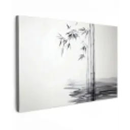 Bamboestammen - Water - Minimalistisch - Wit Tuinposter op houten frame 2 cm dik klein -3d