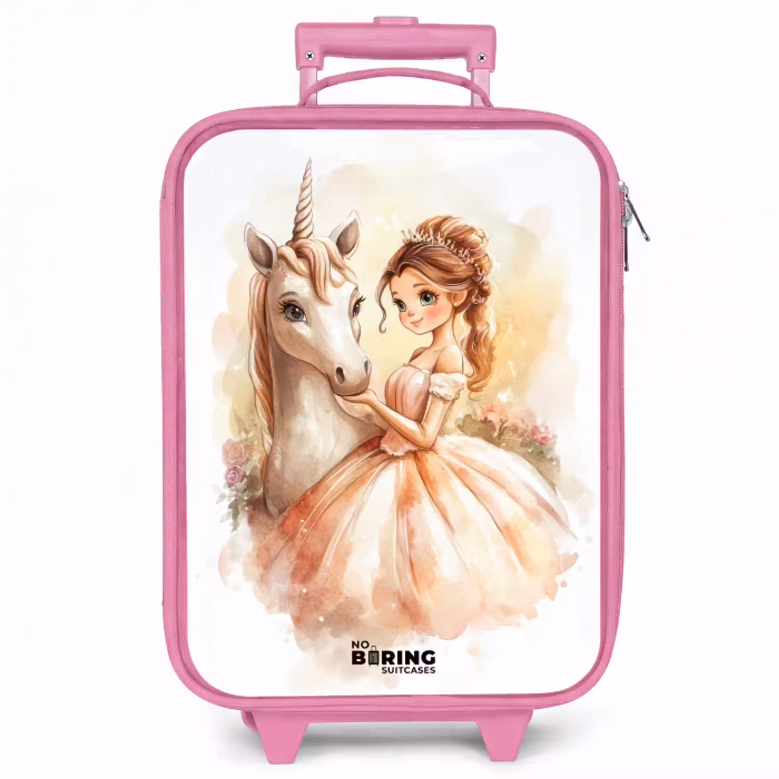 Prinses in jurk met witte eenhoorn Kinderkoffer - Roze klein -zzz_website3d