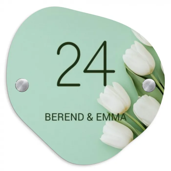Witte tulpen - Klassiek Naambord Organisch middel -3d