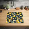 Citroenen - Bloemen - Bladeren - Blauw Inductie beschermer vinyl 3mm middel 274 -sfeer5