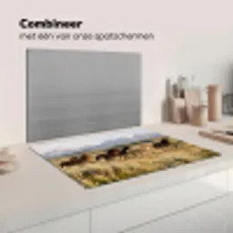Paarden - Kudde - Bergen - Vrijheid - Wild Inductie beschermer vinyl 3mm klein -wsfeer7_website
