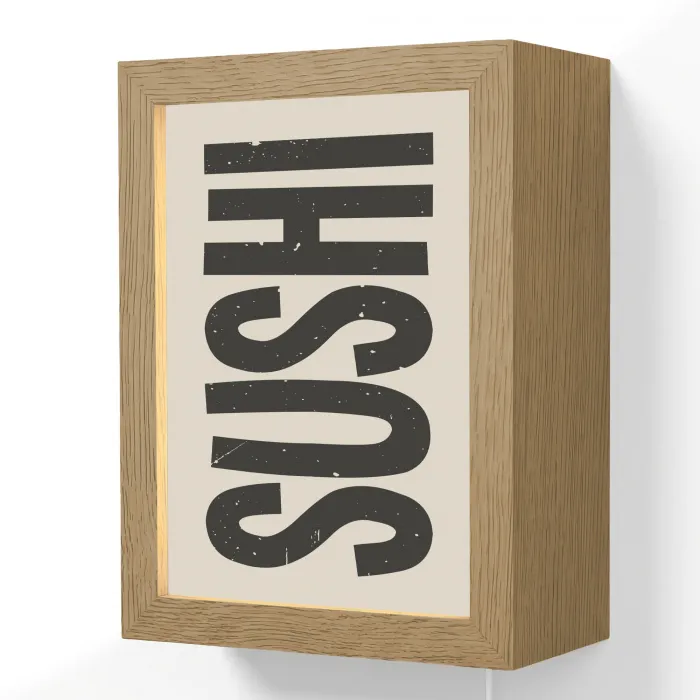 Zwart - Sushi - Japandi - Vintage Light Box met kabel (Wandlamp) klein -3d
