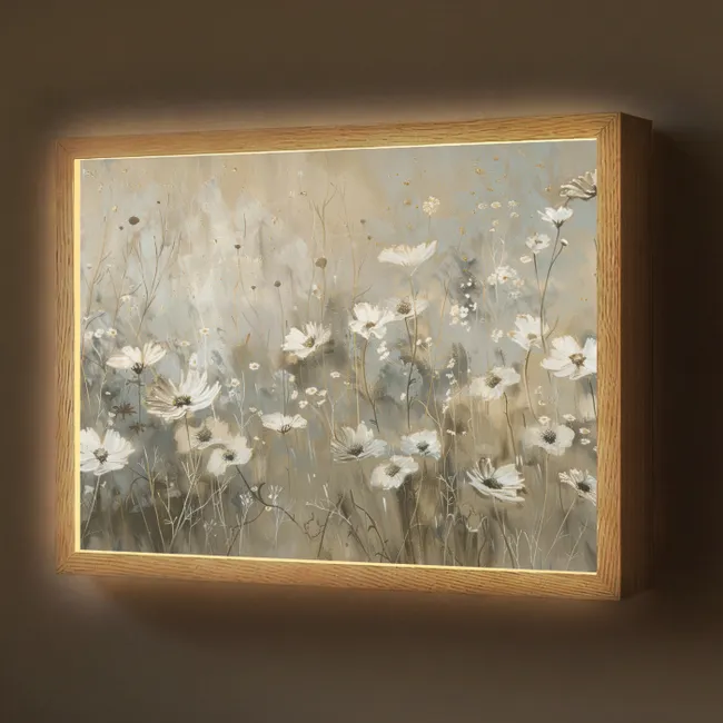 Lightbox - Wandlamp - Bloemen - Wit - Natuur - Grijs - Modern